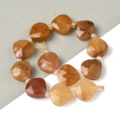 Топаз Нефрит Природный Топаз нефрита бисер нитей, слеза, граненые, с бисером, 12x12x5~6 мм, отверстие : 1 мм, около 12 шт / нитка, 6.69'' (17 см)