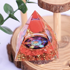 Другие Кварцы Генераторы энергии из пирамидальной смолы, Натуральные кварцевые чипсы Рейки внутри для украшения стола для домашнего офиса, 50 мм