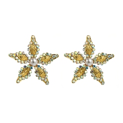 Crystal AB Alloy Rhinestone Stud Earring, Star, Crystal AB, 57x57mm