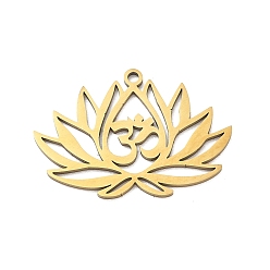 Oro 201 colgantes de acero inoxidable, loto con número 30 amuletos, dorado, 18.5x26.5x1 mm, agujero: 1.5 mm