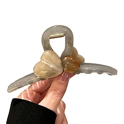 Silver Acrylic Claw Hair Clips, Heart, Silver, 120x55mm