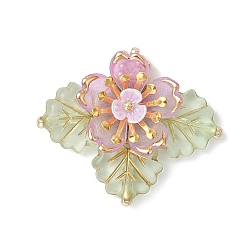 чертополох Подвески-цветы из латунного стекла и бисера, с акриловой, золотой металл обвитыми, чертополох, 27.5~28.5x34x7.5 мм, отверстие : 3 мм