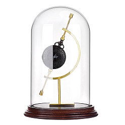 Золотой 1Держатель сферы из нержавеющей стали для минералов, с 1стеклянным колпаком-колоколом из поликарбоната с деревянным основанием, золотые, подставка: 6.6x2.95x15.9см