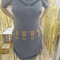 Золотой Сплав гиацинт сплав гиацинт стразы цветок кисточка талия танец живота цепи для женщин, золотые, 1050 мм