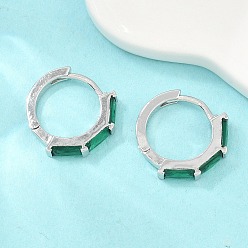 Platine Micro cuivres ouvrent zircons boucles d'oreilles, sans plomb et sans cadmium, crémaillère plaquage, plaqué longue durée, platine, 16x2.5mm