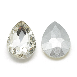 Crystal Pointed Back Glass Rhinestone Cabochons, Back Plated, Faceted, teardrop, Crystal, 8x6x3mm