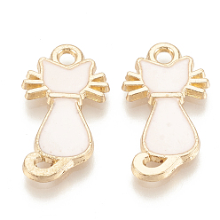 Лавандовый румянец Подвески из сплава с эмалью, без кадмия и без свинца, силуэт кота, золотой свет, лавандовый румянец, 22x12x2 мм, отверстие : 2 мм