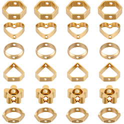 Настоящее золото 24K 48шт 6 стили латунная рамка для бусин, разнообразные, реальный 24 k позолоченный, 8~11x8~10x2~3 мм, отверстие : 0.7~2 мм, 8 шт / стиль