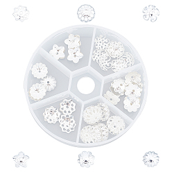 Argent 304 caps d'acier inoxydable, fleur, multi-pétale, argenterie, 60 pcs / boîte