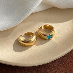 Golden 2Pcs 2 Styles Alloy Rectangle Rhinestone Cuff Toe Ring Sets for Women, Indicolite, Golden, Inner Diameter: 10~18mm, about 1pc/style