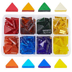 Mixed Color Glass Cabochons, Mosaic Tiles, for Home Decoration or DIY Crafts, Triangle, Mixed Color, 12x14x3~4mm, about 232pcs/box