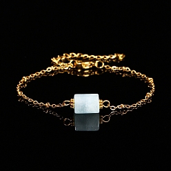 Аквамарин Браслеты из натурального аквамарина, браслеты-цепочки для женщин, 6-3/4 дюйм (17 см)