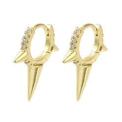 Настоящее золото 18K Серьги-кольца из латуни с микропаве и прозрачным кубическим цирконием для женщин, реальный 18 k позолоченный, 21.5x4.5 мм