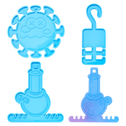 Темно-бирюзовый 3шт 3 стиль кабошоны силиконовые формы, подвесные формы для литья из смолы, для уф-смолы, изготовление нейл-арта из эпоксидной смолы, смешанный, темные бирюзовый, 1 шт / стиль