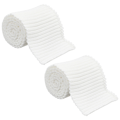 Белый 95% хлопок и 5% спандекс волокна резинка ткань для манжет, отделка воротника выреза горловины пояса, простой трикотажный подол, стеганая ткань, белые, 70x3.5 мм, о 750~900мм / шт