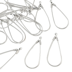 Platinum SHEGRACE Brass Pendants, Teardrop Charms, Cadmium Free & Lead Free & Nickel Free, Platinum, 33x14x1mm, Hole: 1mm