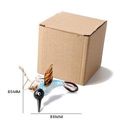 Черный Стекло подвесные украшения, с джутовой веревкой, птица, чёрные, Кулон : 85x86 мм