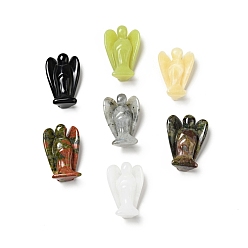 Смешанные камни Природный драгоценный камень украшения дисплей, целебные камни ангельского декора, энергетические подарки рейки для женщин мужчин, для домашнего офиса настольный, ангел, 38~40x27~29x14~15 мм