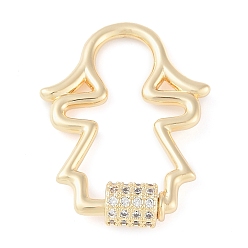 Золотой Покрытие стойки латунь микро паве застежки для брелков с кубическим цирконием, без кадмия, без никеля и без свинца, ангел, золотые, 28.5x21.5 мм