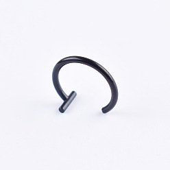 Черный Нержавеющая сталь 18 калибр поддельные кольца для губ пирсинг украшения, украшения для тела с шпильками в носу, чёрные, 8 мм, штифты : 1 мм