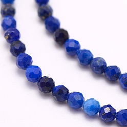 Lapis Lazuli Natural Lapis Lazuli Beads Strands, Grade AA, Faceted, Round, 2mm, Hole: 0.5mm, about 210~220pcs/strand, 15.7 inch(40cm)