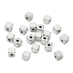 Stainless Steel Color 304 Stainless Steel Spacer Beads, Cube, Tarnish Free, Stainless Steel Color, 4x4x4mm, Hole: 1.5mm