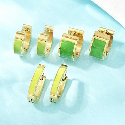 (52) Непрозрачная лаванда 304 обруч серьги из нержавеющей стали эмаль, золотые, разноцветные, 13~16x13~13.5x3~7 мм, 3 пар / набор