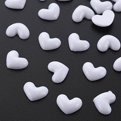 White Opaque Resin Cabochons, Heart, White, 4.5x5x2mm