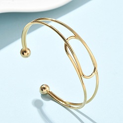 Настоящее золото 18K 304 из нержавеющей стали манжеты браслеты, браслеты с крутящим моментом для женщин, ионное покрытие (ip), реальный 18 k позолоченный, внутренний диаметр: 2x2-1/2 дюйм (5x6.45 см)