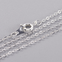 Silver Brass Cable Chain Necklaces, Silver Color Plated, 16 inch