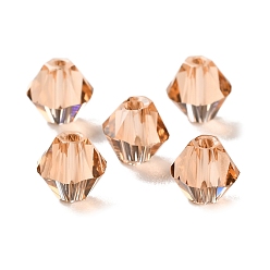 Темный Лосось К 9 стекло, имитация Австрийские кристаллические шарики, граненые, двухконусные, темный лосось, 6x6x6 мм, отверстие : 0.9 мм