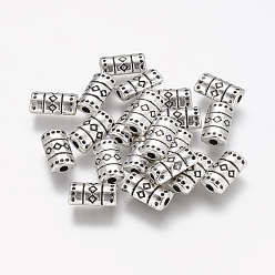 Antique Silver Tibetan Style Alloy Beads, Lead Free & Cadmium Free, Tube, Antique Silver, 9x5x3mm, Hole: 2mm
