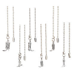 Mixed Shapes Удлинители цепи потолочного вентилятора из сплава в тибетском стиле, кулон в ковбойских сапогах в стиле вестерн, с цепями железный шар, платина, 338~345 мм, 6 шт / комплект