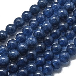 Морской Синий Натуральный Malaysia нефритовые бусы пряди, окрашенная и подогревом, круглые, Marine Blue, 8~8.5 мм, отверстие : 1.2 мм, около 48 шт / нитка, 14.96 дюйм (38 см)