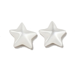 Floral White Resin Cabochons, Pearlized, Imitation Cat Eye, Star, Floral White, 6x6.5x2mm