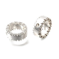 Серебро Латунной шариковой кадра, круглые кольца, серебряные, 9.5x4 мм, отверстие : 1.2 мм