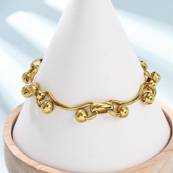 Золотой 304 Браслеты из нержавеющей стали с изогнутыми звеньями для женщин, золотые, 7.24 дюйм (18.4 см)