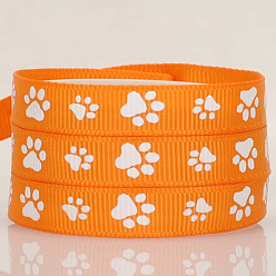 Темно-Оранжевый 100 репсовые ленты из полиэстера с принтом в ярдах, аксессуары для одежды, отпечаток лапы, темно-оранжевый, 3/8 дюйм (9 мм)