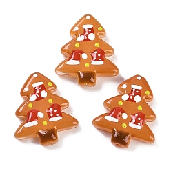 (932FM) Темно-синий аква-матовый с подкладкой Бусины лэмпворк ручной работы новогодняя тема, Рождественские елки, темно-золотистые, 25~26.5x18.5~22.5x6.5~7.5 мм, отверстие : 1.6~1.8 мм