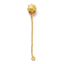Sun Brass Cable Chain Extender, End Chains with Chain Tabes, Golden, Sun, 65x2mm, Hole: 4mm