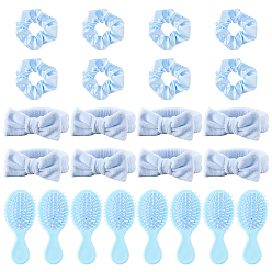 Light Blue Bridesmaid Invitation Gift Sets, including Velvet Elastic Headbands, Polyester Elastic Hair Ties and ABS Plastic Air Cushion Massage Comb, Light Blue, 40x100x1.5mm, Inner Diameter: 41mm