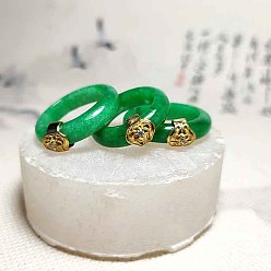 Средний Морско-зеленый Кольца из кварцевого кристалла и сплава, золотые, средний морской зеленый, внутренний диаметр: 17~20 мм