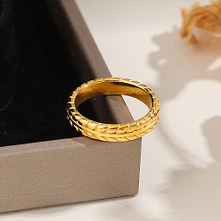 Золотой 201 палец кольца из нержавеющей стали, цвет пшеницы, золотые, размер США 6 (16.5 мм)