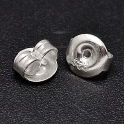 Silver Earring Findings 925 Sterling Silver Ear Nuts, Silver, 6.8x4mm, Hole: 1mm, about 54pairs/20g