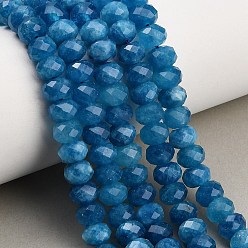 Bleu Acier Rangs de perles de jade blanc naturel teintées et facettées, rondelle, bleu acier, 8x5.5~6mm, Trou: 1mm, Environ 64~66 pcs/chapelet, 14.76~15.16'' (37.5~38.5 cm)