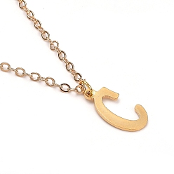 Letter C Initial Pendants Necklaces, with Brass Charms & Cable Chains, 304 Stainless Steel Lobster Claw Clasps, Real 18K Gold Plated, Letter.C, 17.13 inch(43.5cm), Pendants: 15.5x8x0.8mm