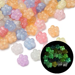 (52) Непрозрачная лаванда Светящиеся прозрачные акриловые бусины, цветка сливы, с блеском порошок, светится в темноте, разноцветные, 12.5x13x8 мм, отверстие : 2 мм, 606 шт / 500 г