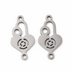 Stainless Steel Color Non-Tarnish 201 Stainless Steel Connector Charms, Heart Shaped Lock Links, Stainless Steel Color, 18x9.5x1mm, Hole: 1.2mm