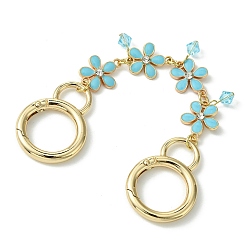 Небесно-голубой Цепи удлинения мешков из цинкового сплава с пружинными кольцами, 304 из нержавеющей стали открыты кольца прыжок, с эмалью, цветок, голубой, 162 мм