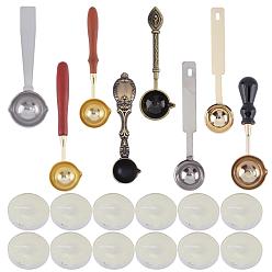 Mixed Color DIY Stamp Making Kits, Including Metal Wax Sticks Melting Spoon and Candle, Mixed Color, 20pcs/set